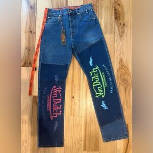 Von Dutch Patchwork Jeans W28  L32 Logo Denim Brand New